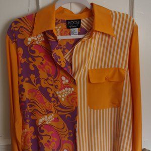 💖 KOOS 100% Silk Bold 1970s Style Tunic Blouse